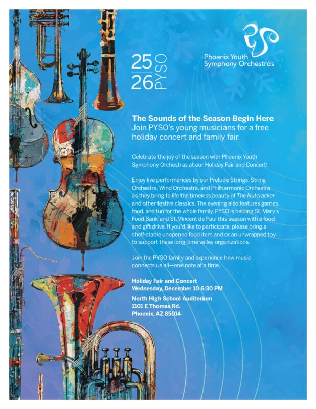 Flyer for the 2025 PYSO Holiday Concert